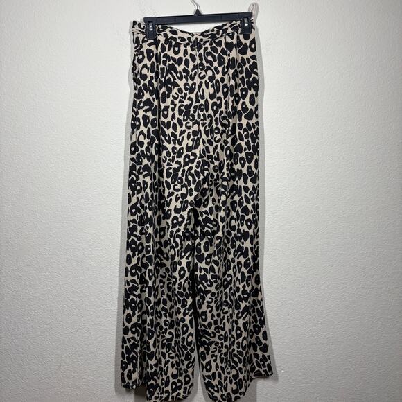 Fisherman’s Daughter Womens Size Medium Leopard Print Wide Leg Pants Tan Black - Picture 3 of 10